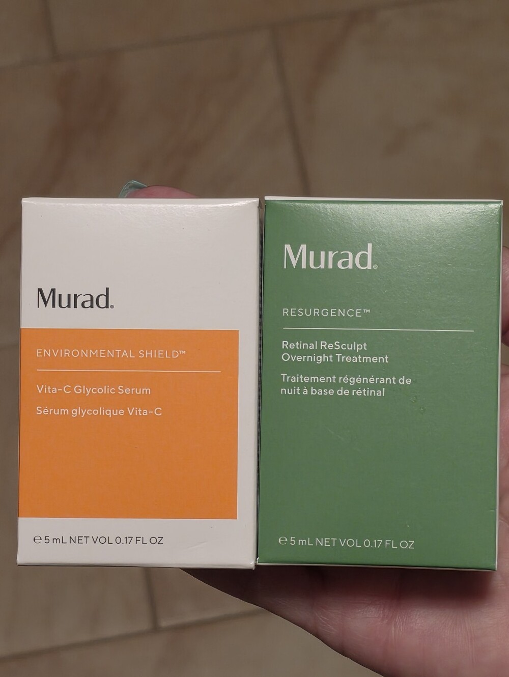 Murad Travel Size Vita-C Glycolic Serum & Retinol ReSculpt Overnight Treatment